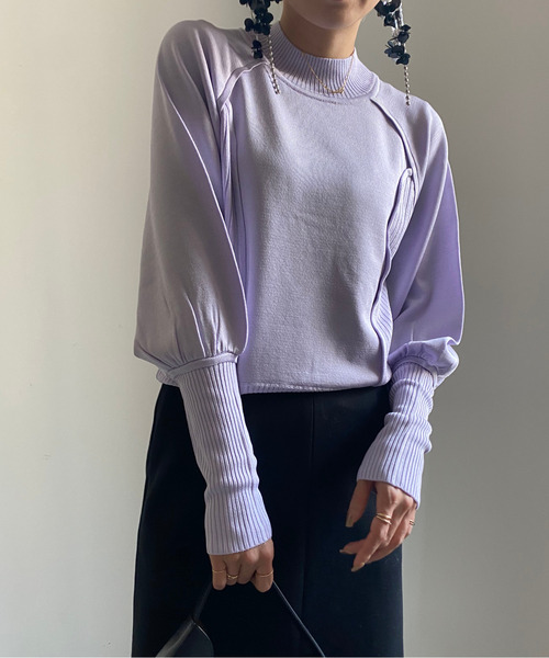 ニット セーター SWITCHING RIB KNIT TOP レディース