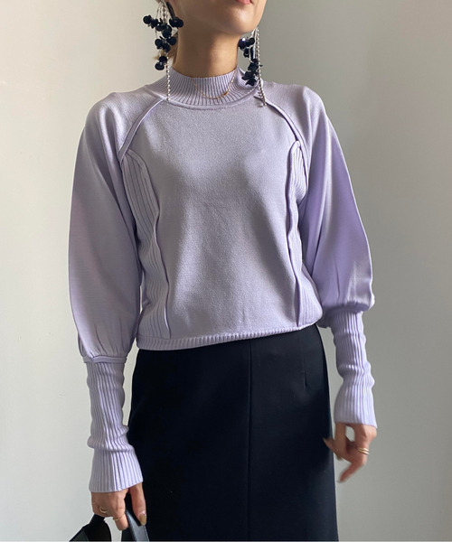 ニット セーター SWITCHING RIB KNIT TOP レディース