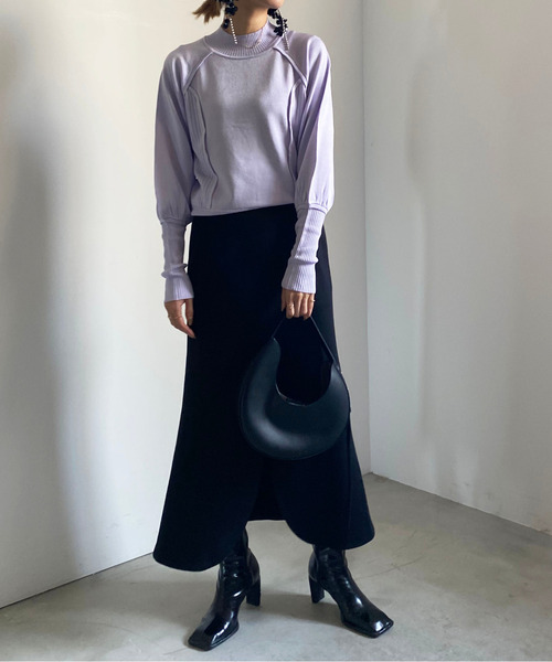 ニット セーター SWITCHING RIB KNIT TOP レディース