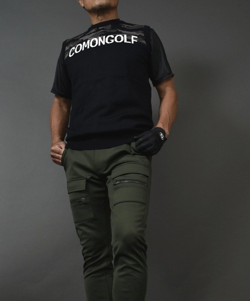 COMONGOLF ゴルフ クルーネック 迷彩 切替 ゴルフウェア ニット
