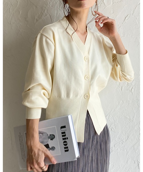 She's Closet カーディガン ボリュームスリーブショート丈Vネック