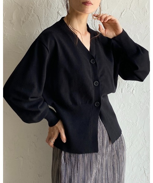 She's Closet カーディガン ボリュームスリーブショート丈Vネック