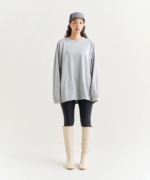 ナンガNanga ECO HYBRID OVERSIZED L/S TEEグレー NANGA tシャツ ECO HYBRID OVERSIZED L/S TEE / エコ