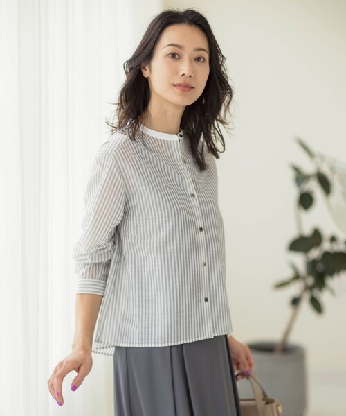 tシャツ シアーピンストライプ カットソー レディース tシャツ シアーピンストライプ カットソー レディース