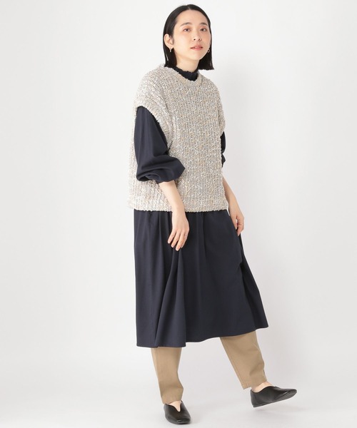 studio CLIP ベスト ジレ 3ゲージつぶつぶヤーンベスト レディース