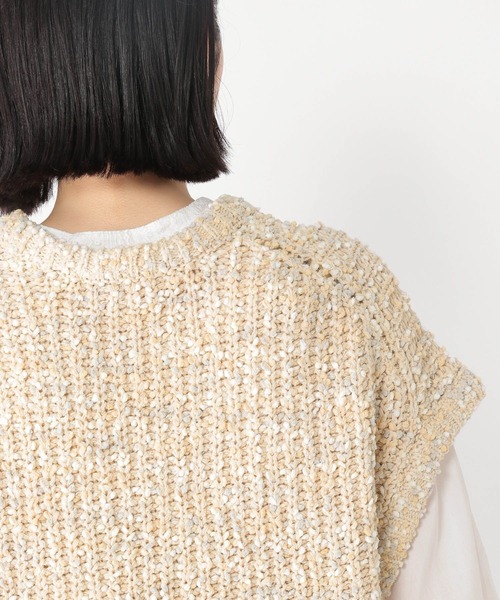 studio CLIP ベスト ジレ 3ゲージつぶつぶヤーンベスト レディース