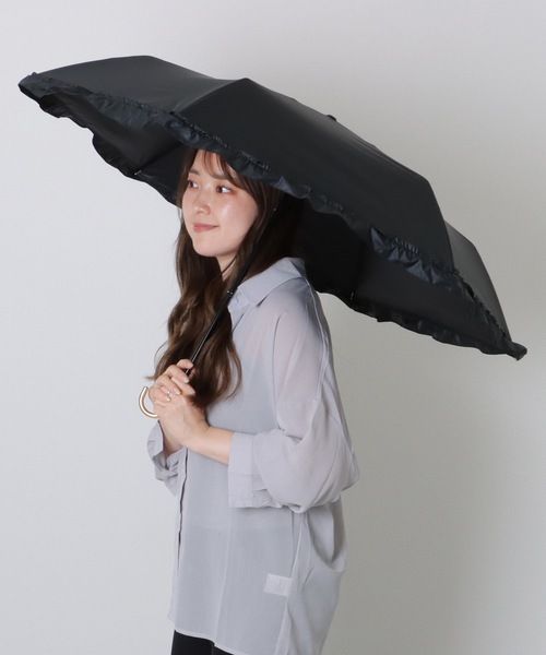 贅沢屋の Ladies Lace 折りたたみ傘 晴雨 フリル付き ハンドル メタリック 小物