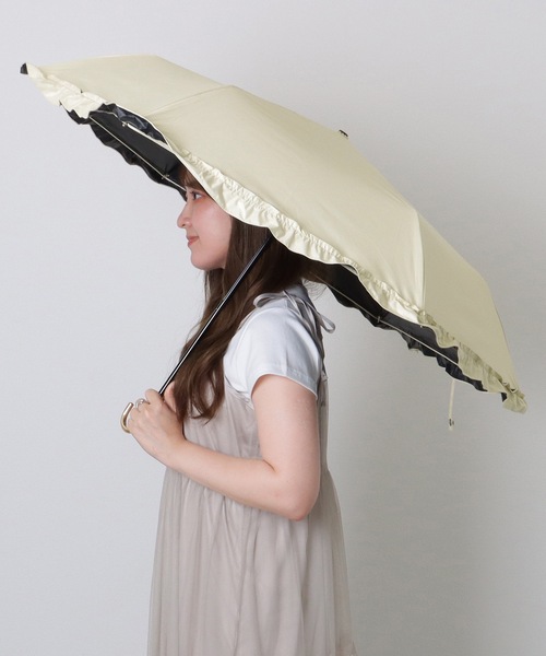 会員様限定 お買い得商品 メタリック 折りたたみ傘 Ladies Lace ハンドル 晴雨 フリル付き 小物