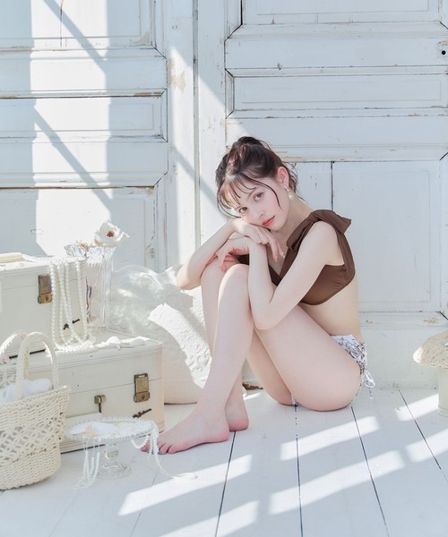 sugar nine 水着 トワルドジュイ柄 ショルダーリボンビキニ 2点セット
