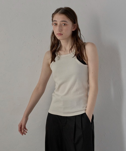キャミソール 「MINERTE」bicolor cup in layered camisole / カップ付きバイカラーレイヤードキャミソール | MINERTE | 03