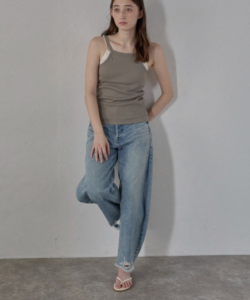 キャミソール 「MINERTE」bicolor cup in layered camisole / カップ付きバイカラーレイヤードキャミソール | MINERTE | 18