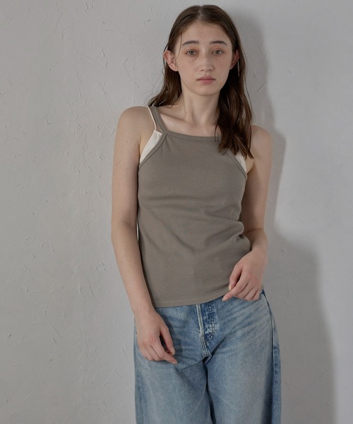 キャミソール 「MINERTE」bicolor cup in layered camisole / カップ付きバイカラーレイヤードキャミソール | MINERTE | 09