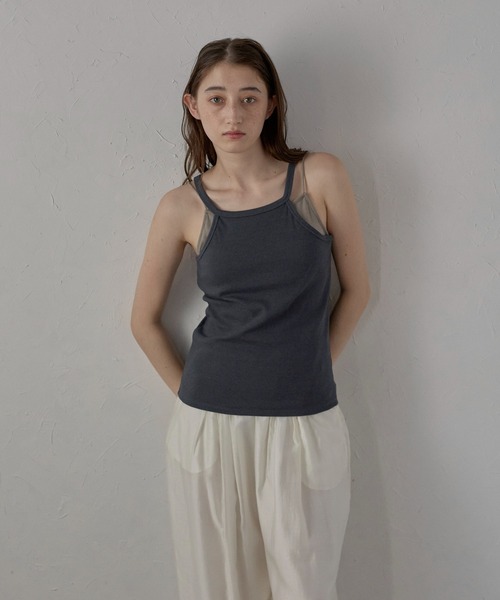 キャミソール 「MINERTE」bicolor cup in layered camisole / カップ付きバイカラーレイヤードキャミソール | MINERTE | 19
