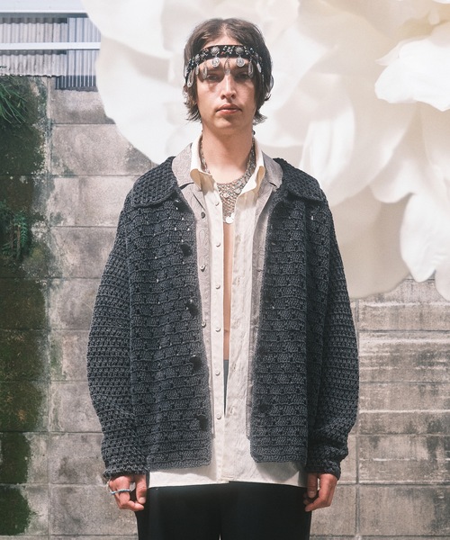 amok カーディガン PIGMENT HAND-KNITING CARDIGAN メンズ レディース