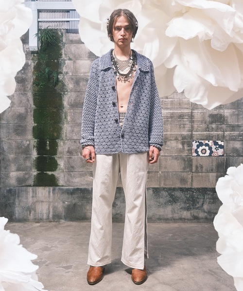 カーディガン Hand Knit Cardigan ハンドニットウールブレンドカーディガン | Hand knit wool blend