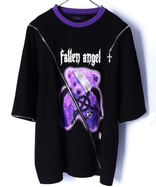 Amilige tシャツ fallen angel肩ZIPロンT レディース メンズ