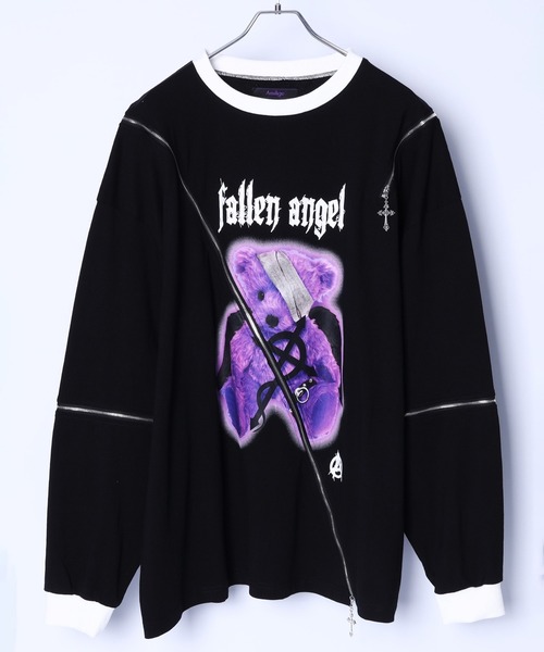 fallen angel肩ZIPロンT 半袖 Amilige Amilige tシャツ fallen angel肩ZIPロンT レディース メンズ
