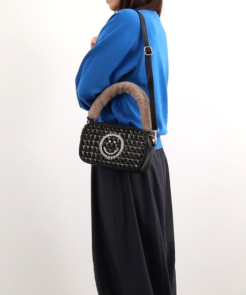 COOCO ショルダーバッグ バッグ SMILEY パール刺繍xエコ