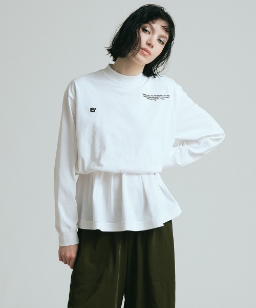 tシャツ ウエストギャザーロングスリーブTシャツ レディース