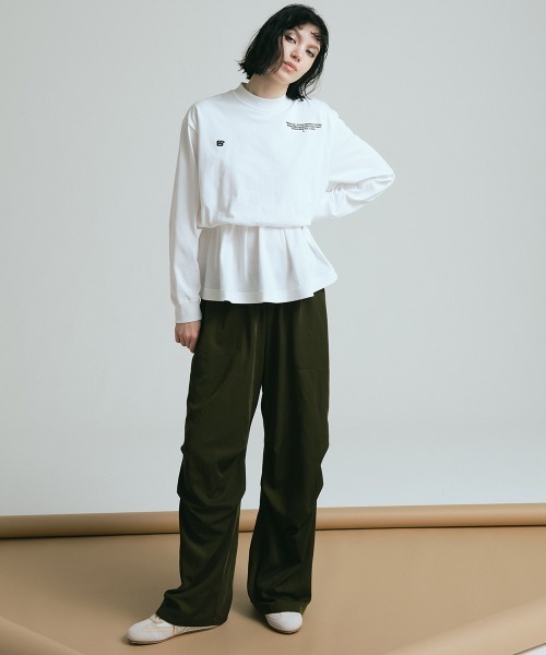 【期間限定10％OFF】2508000244,ESSENTIAL / ウエストギャザーロングスリーブTシャツ, ダブルスタンダードクロージング,送料無料,インスタ,24AW ESSENTIAL / ウエストギャザーロングスリーブTシャツ TOPS Night