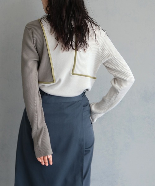 アンジェム / BICOLOR HIGHNECK KNIT PULLOVER アンジェム / BICOLOR HIGHNECK KNIT PULLOVER | OUTLET,&g'aime