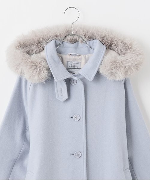 pom ponette ウールコート pom ponette junior ダウン アウター ステンカラ-フーディウール