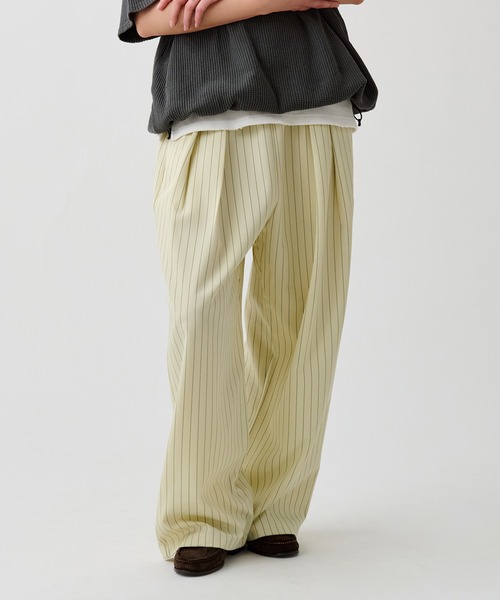 パンツ WETTEMPT 2 TUCK EASY STRIPE SLACKS WETTEMPT スラックス 2 TUCK EASY STRIPE SLACKS /ツータック