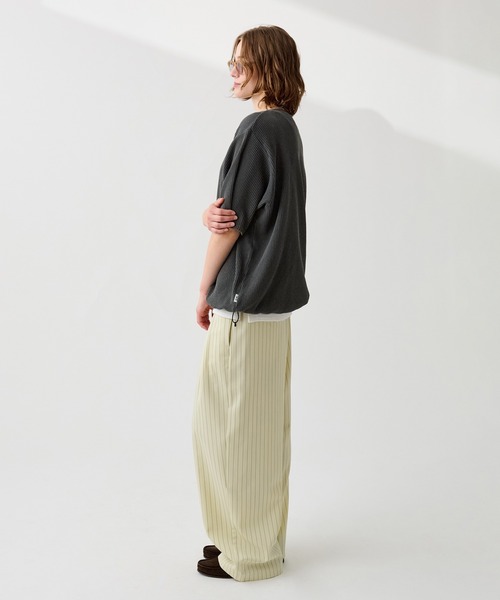 紫19SO easy Stripe slacks Lサイズ 数回使用 24/7 easy wide stripe slacks – 19SO