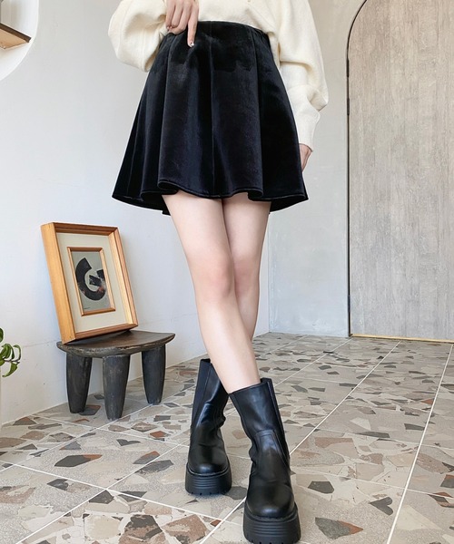 スカート インパン付きミニフレアベロアスカート : ZOZOTOWN Yahoo!店