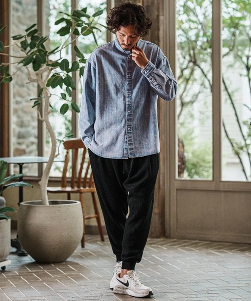 CAMBIO シャツ ms5915- Stripe Denim Hard Chemical Wash Band