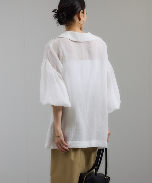 ADAM ET ROPE ボリュームスリーブブラウス ホワイト F SALON adam et rope' ブラウス シャツ ボリュームスリーブ