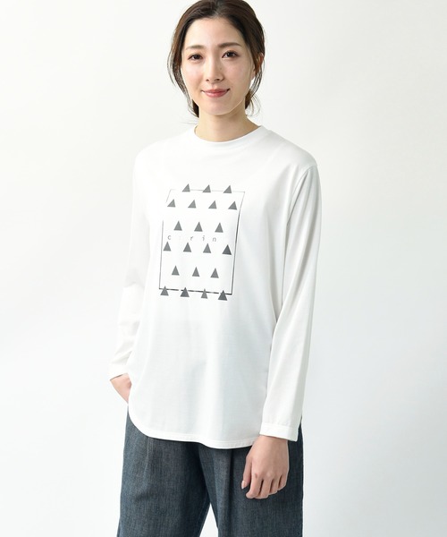 tシャツ 「mite fabrica」ミーテファブリカ/ラウンドヘム ラバープリントプルオーバー レディース