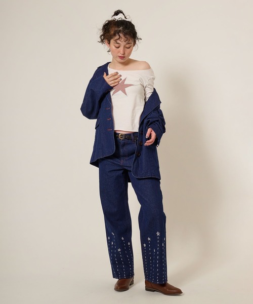Vanson Leathers バンソン デニムパンツ ジーンズ 刺繍 W30 VANSON】刺繍デニムパンツ フライングスカル | 店舗から探す,5号