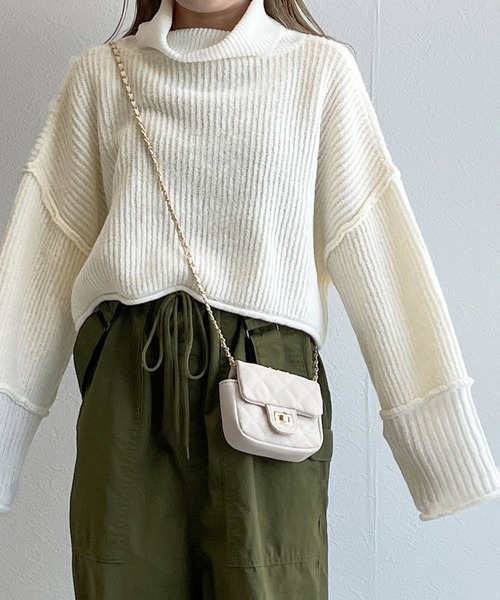 「w closet」 タートルネックニット FREE ピンク レディース_画像9