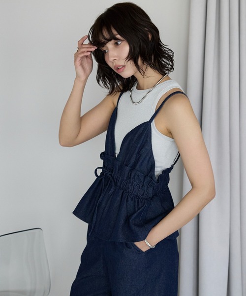 サロペット・オーバーオール・オールインワン Side Ribbon Voluminous Rompers Side Ribbon Voluminous Rompers