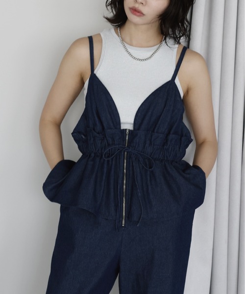 サロペット・オーバーオール・オールインワン HYKE T/C BALLOON SLEEVE JUMPSUIT 2 SOTT サロペット オーバーオール Peplum Jumpsuit ペプラム