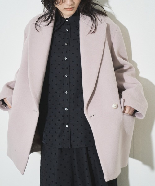 「Audrey and John Wad」 チェスターコート M グレイッシュベージュ レディース_画像2