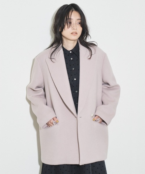「Audrey and John Wad」 チェスターコート M グレイッシュベージュ レディース_画像7