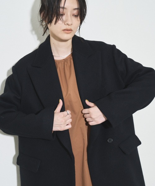 「Audrey and John Wad」 チェスターコート M グレイッシュベージュ レディース_画像8