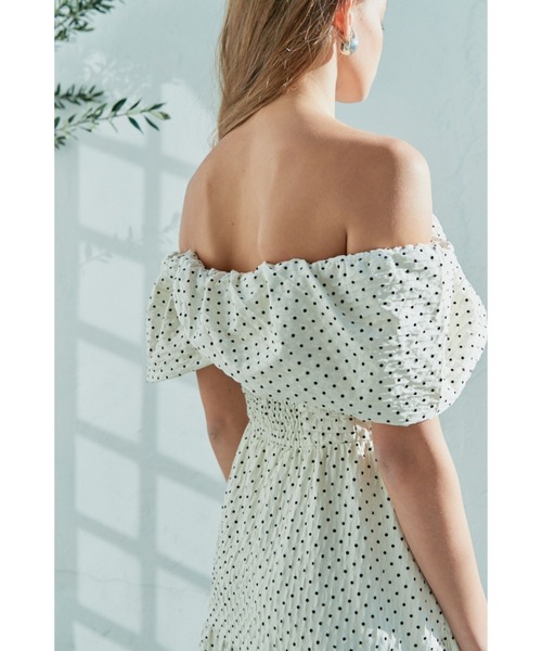 Estella.K ワンピース Fiona Long Dress オフショルドットケープドレス 