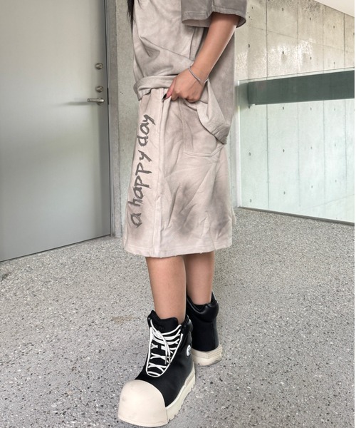 KsG パンツ レタリングスウェットハーフパンツ レディース