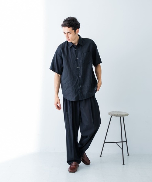 URBAN RESEARCH シャツ LINEN SHORT-SLEEVE SHIRTS メンズ