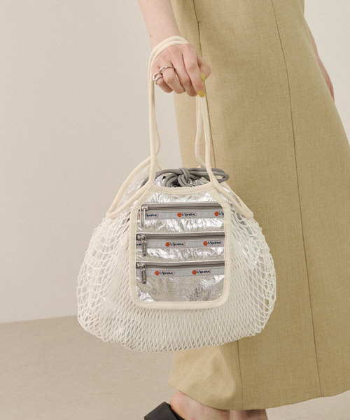 ■LeSportsac■NET TOTE BAG フィッシュネット MED NET TOTE BAGフィッシュネットブラックホイル（トートバッグ