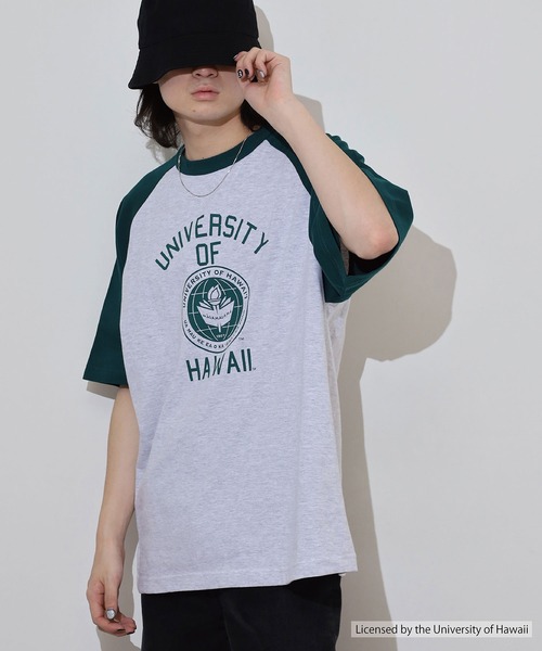 tシャツ raglan bicolor tee レディース ONCILY tシャツ GRADATION LOGO RAGLAN SLEEVE T-SHIRT