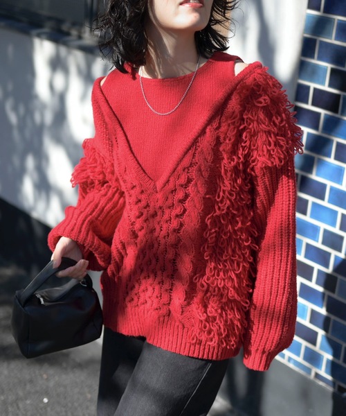 「＆HALF」 長袖ニット FREE ブラック レディース_画像7