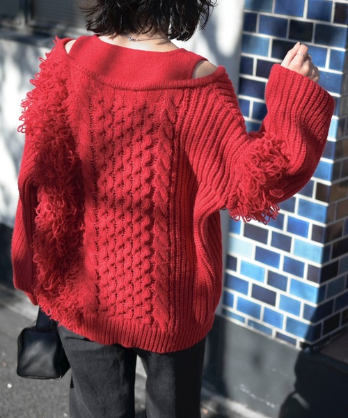 「＆HALF」 長袖ニット FREE ブラック レディース_画像8