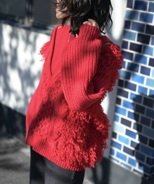 「＆HALF」 長袖ニット FREE ブラック レディース_画像9