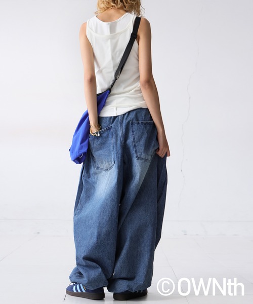 Washed Jeans Unisex バルーンパンツ ウォッシュド 取外し可能 バルーンジーンズ デニムパンツ パンツ 送料無料・再販。メール
