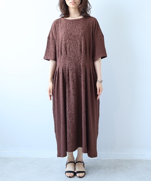 美品　ブランベール　ツイスト　タック入り　ウール素材　アシンメトリー　ワンピース DearMyLoveRose ワンピース 配色角襟フリルタック長袖ワンピース
