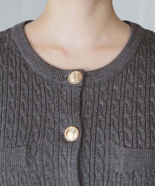 tiptop（ティップトップ） カーディガン 金釦半袖ケーブルカーディガン